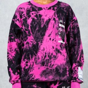 Pink and Black Replica Oversized Sweatshirt - Tye Dye